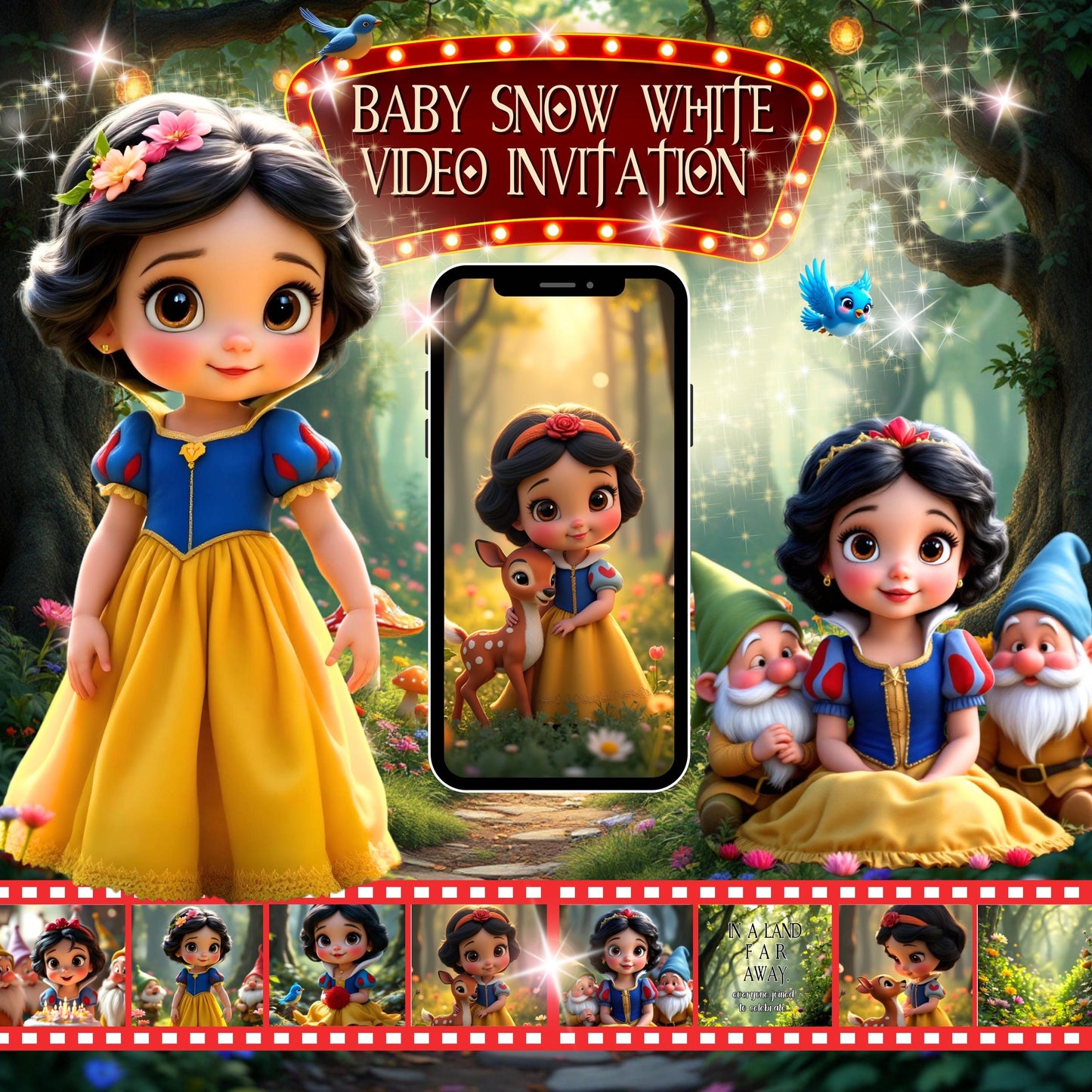 SNOW WHITE Birthday Video Invitation Digital Snow White Birthday Video Invite Princess Invitation Video Princess Snow White Baby Evite MP4