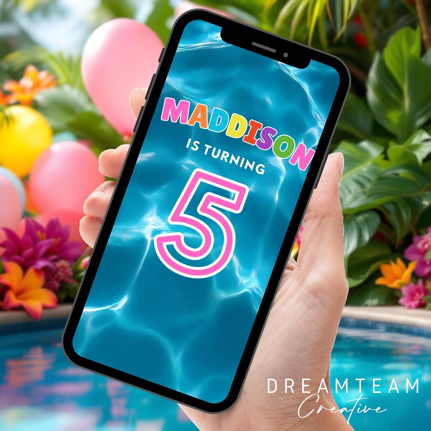 WATERPARK PARTY Invitation Waterpark Birthday Video Invitation Pool Party Video Invite Animated Waterslide Invite Girl Waterpark Evite MP4