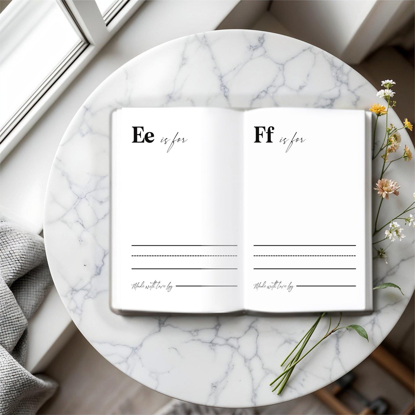 Baby's First ABC Book Wildflower Baby Shower A-Z Baby Book First Alphabet Book Floral Baby Shower ABC Game Template Baby Book Keepsake