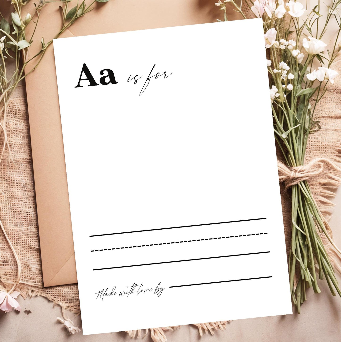 Baby's First ABC Book Wildflower Baby Shower A-Z Baby Book First Alphabet Book Floral Baby Shower ABC Game Template Baby Book Keepsake