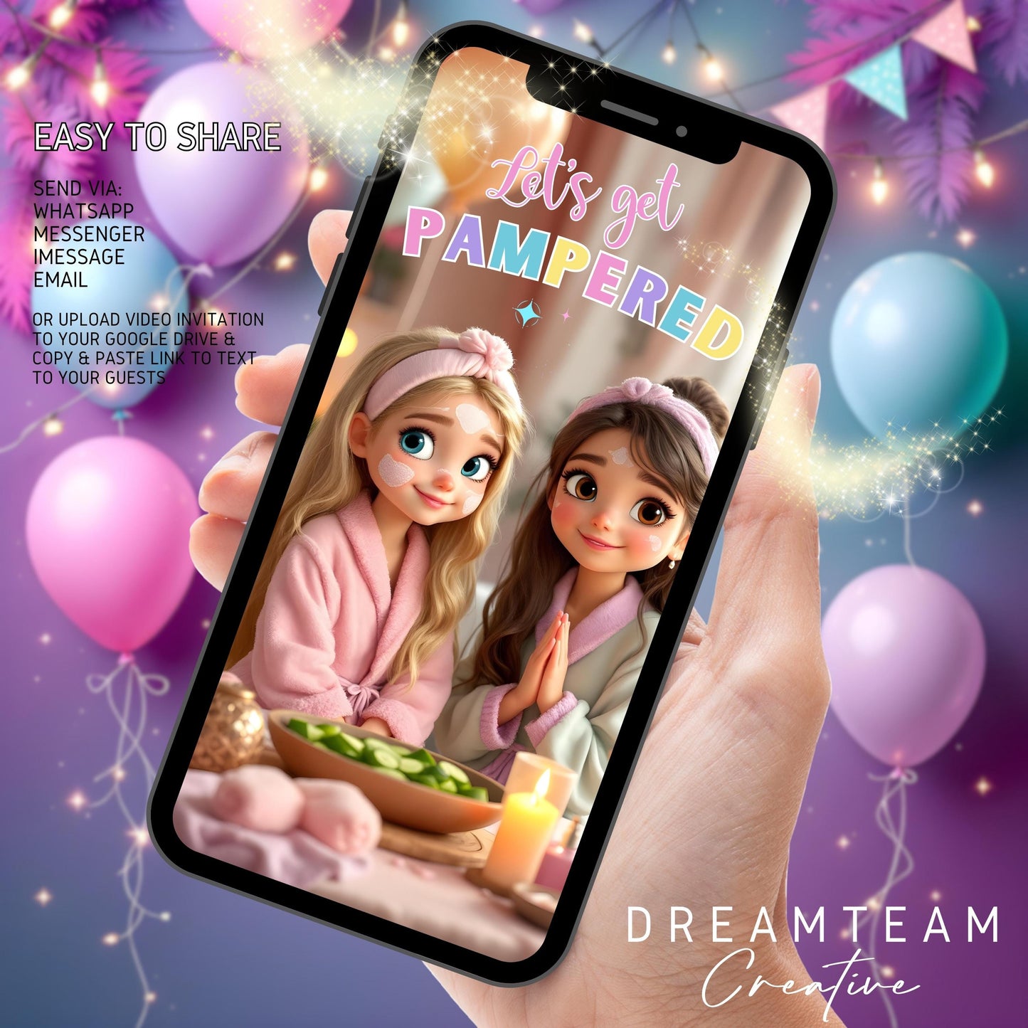 SPA PARTY VIDEO Invitation Digital Pamper Birthday Video Invitation Animated Spa Party Evite Pamper Party Video Invitation Spa Video Inv MP4