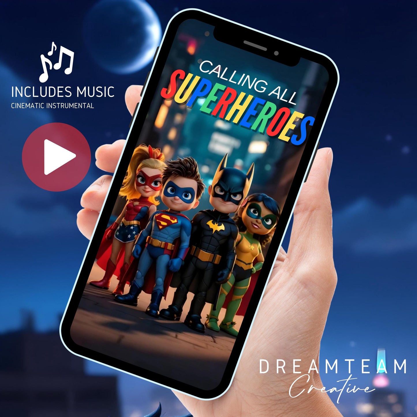 SUPERHERO Birthday Video Invitation Digital Superhero Party Video Invite Animated Superhero Evite Superhero Villain Party Video Evite MP4