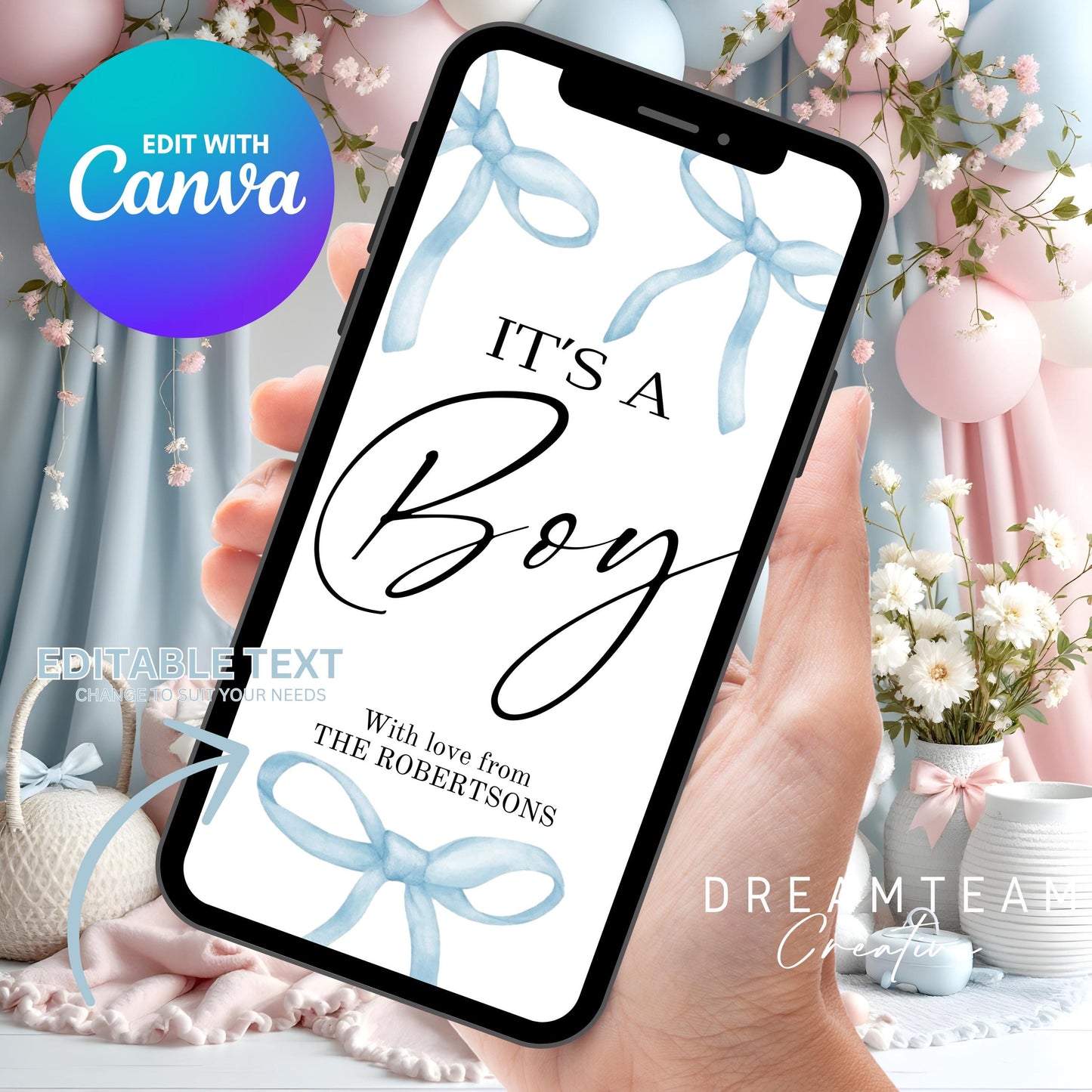 COQUETTE Gender Reveal Announcement Video It's a Boy Video Pregnancy Announcement Video Gender Reveal Video Gender Reveal Blue MP4 Video