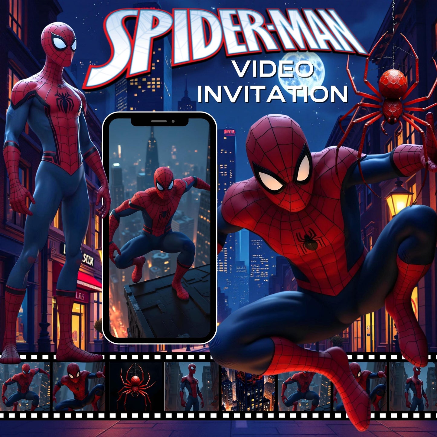 SPIDERMAN Birthday Video Invitation Digital Spiderman Party Video Invite Animated Spider man Evite Editable Spiderman Party Video Evite MP4