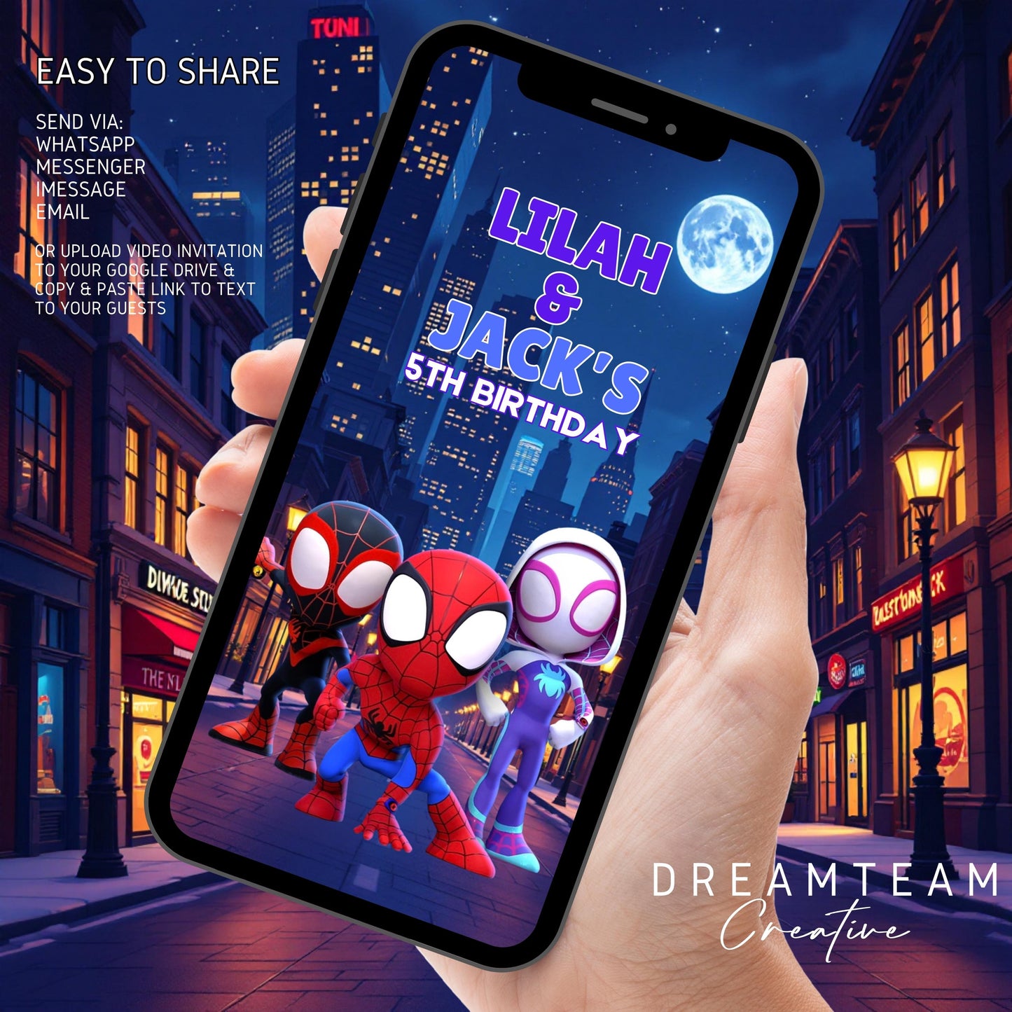 Spidey and Friends Video Invitation Digital Princess Superhero Birthday Video Invite Animated Spiderman and Princess Party Evite Video MP4