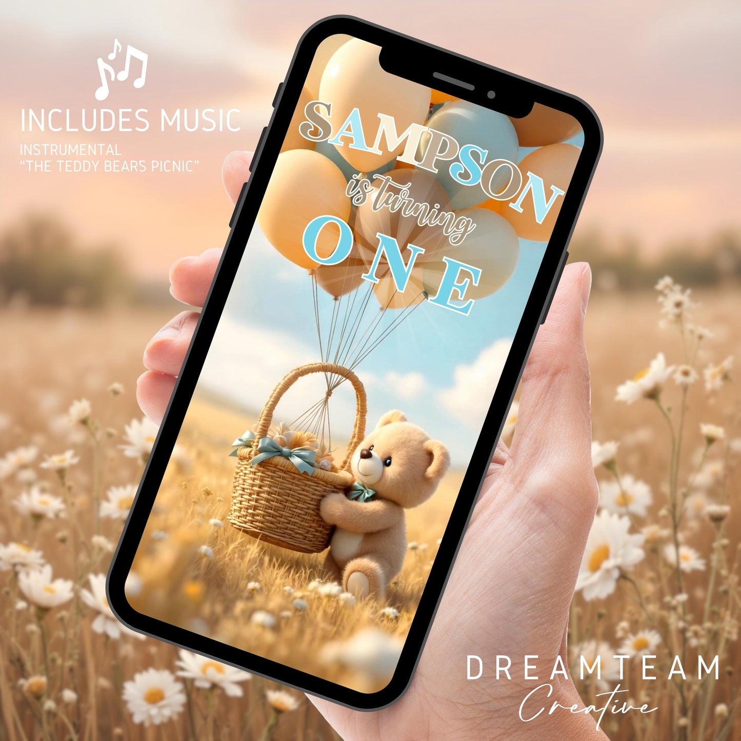 TEDDY BEAR Invitation Teddy Bear Birthday Video Invitation Digital Beary First Birthday Video Invite Animated Teddy Bear Video Evite MP4