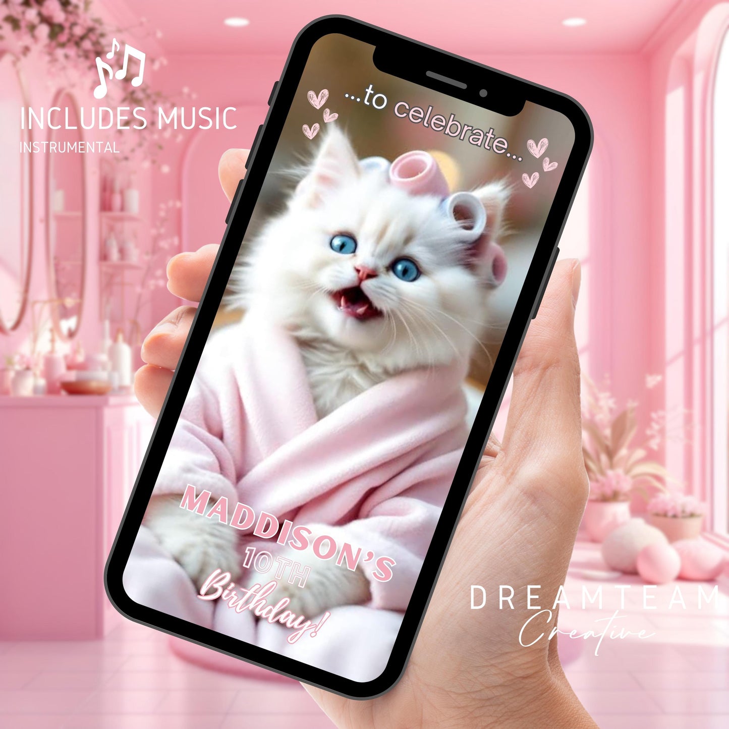 SPA PARTY VIDEO Invitation Digital Spa Sleepover Birthday Video Invitation Animated Cat Spa Party Evite Pamper Party Video Invitation MP4
