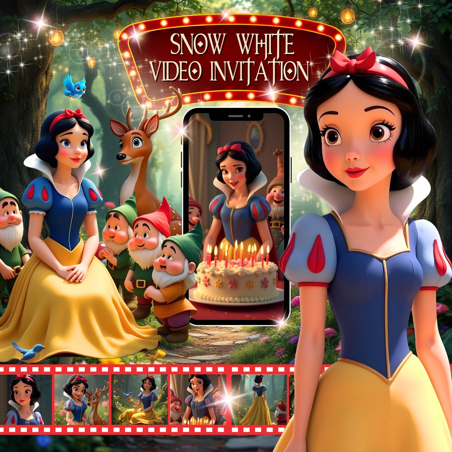 SNOW WHITE Video Invitation Digital Snow White Birthday Video Invite Princess Invitation Video Princess Snow White Birthday Party Evite MP4