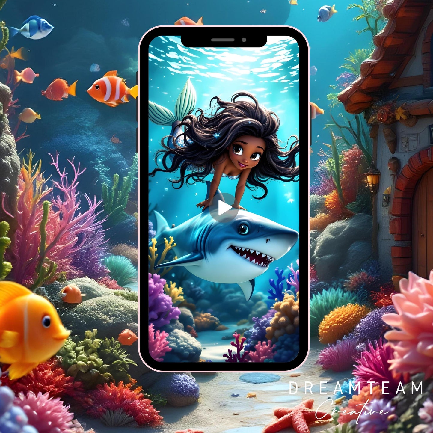 African American Mermaid Shark Video Invitation Digital Dark Skin Mermaid Birthday Video Invite Little Mermaid Evite Sibling Mermaid Shark