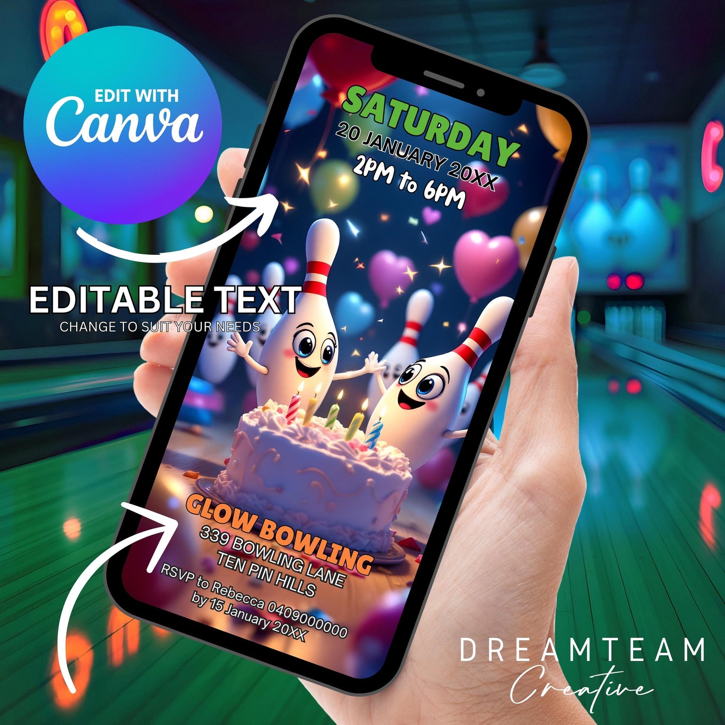 BOWLING BIRTHDAY Invitation Video Bowling Party Video Invitation Animated Bowling Pizza Party Bowling Video Invitation Bowling Evite MP4