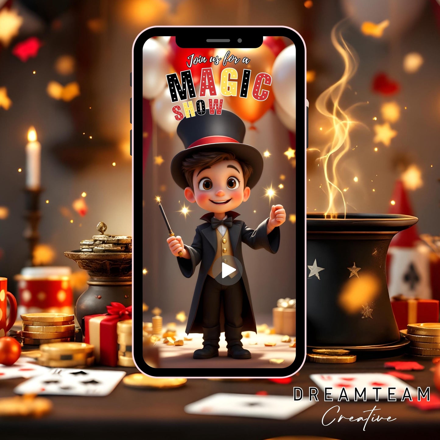 MAGIC PARTY Video Invitation Digital Magic Show Birthday Video Invite Animated Magic Invitation Magic Evite Magician Party Video Magic MP4