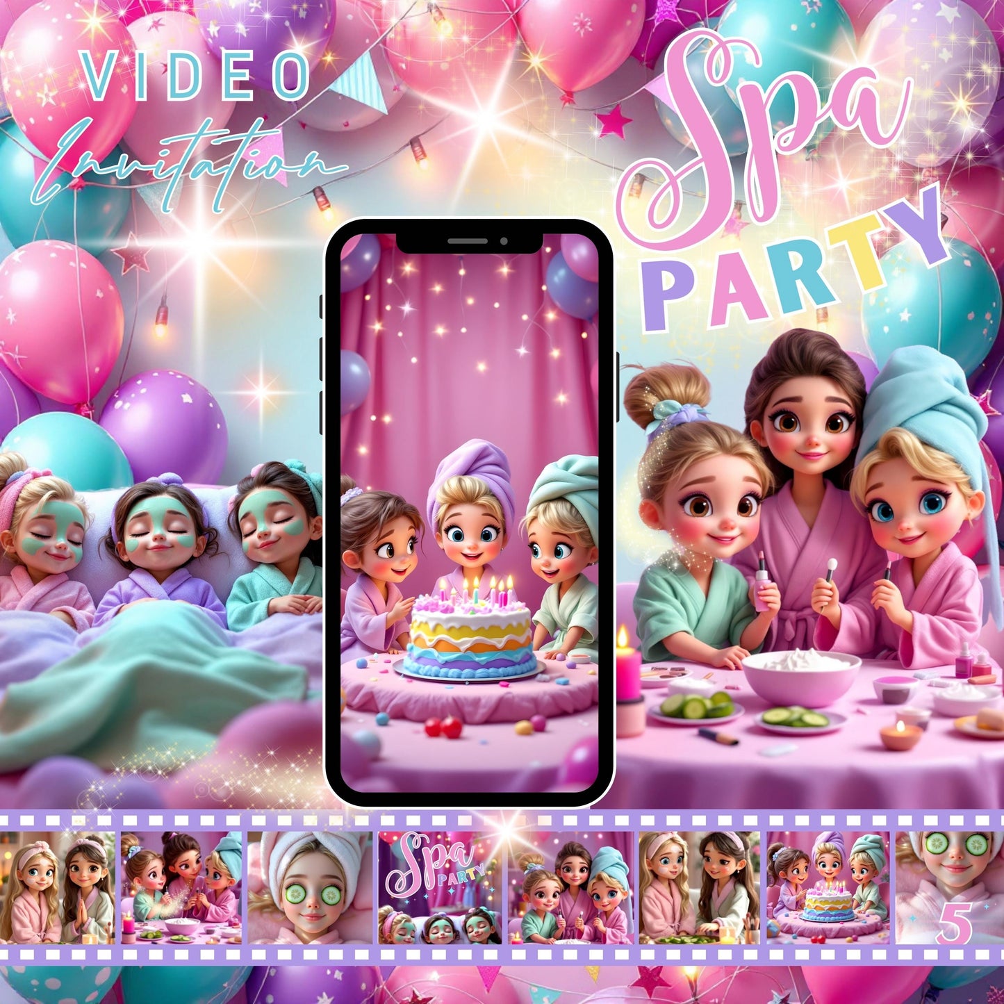 SPA PARTY VIDEO Invitation Digital Pamper Birthday Video Invitation Animated Spa Party Evite Pamper Party Video Invitation Spa Video Inv MP4