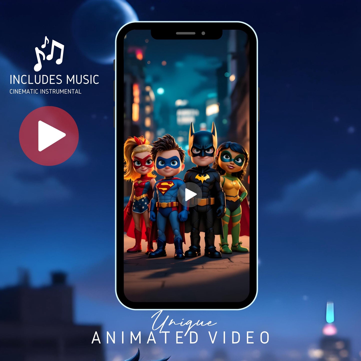 SUPERHERO Birthday Video Invitation Digital Superhero Party Video Invite Animated Superhero Evite Superhero Villain Party Video Evite MP4