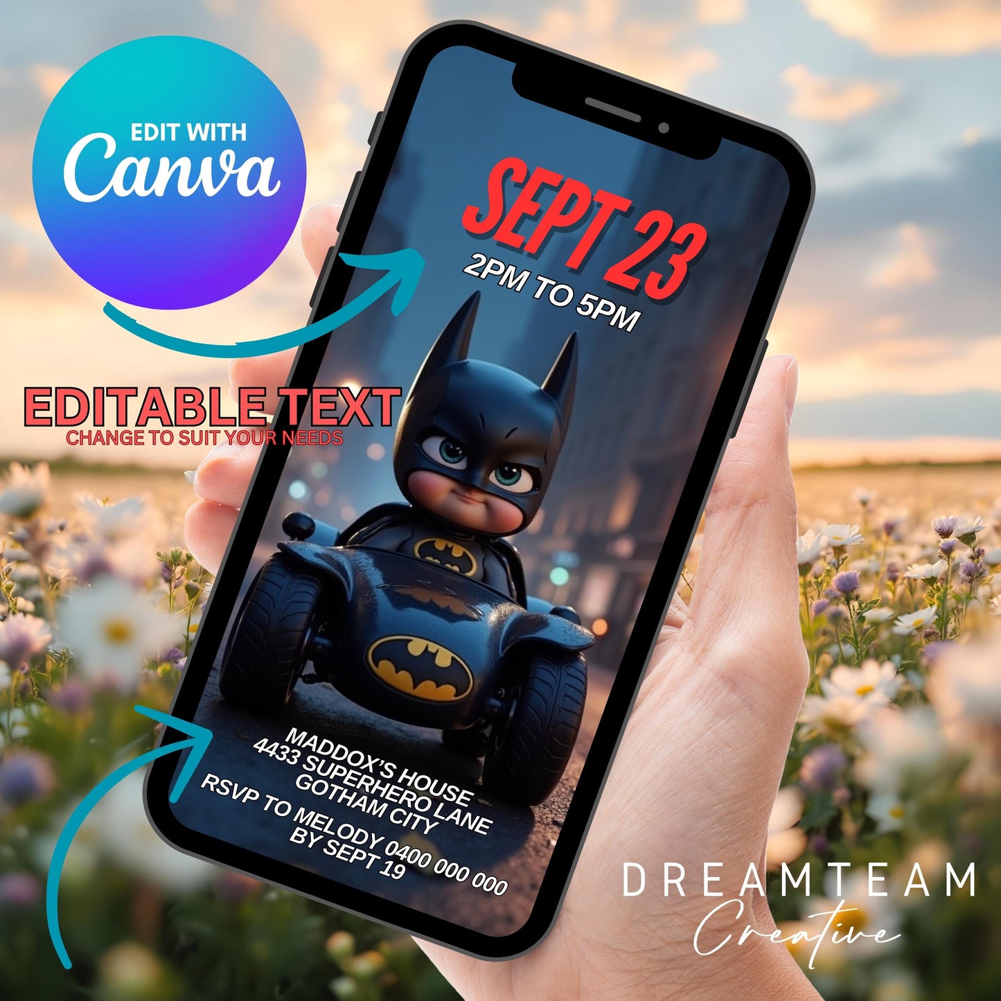 SUPERHERO Video Invitation Digital Superhero Party Video Invite Animated Superhero Birthday Evite Superhero Villain Party Video Evite MP4