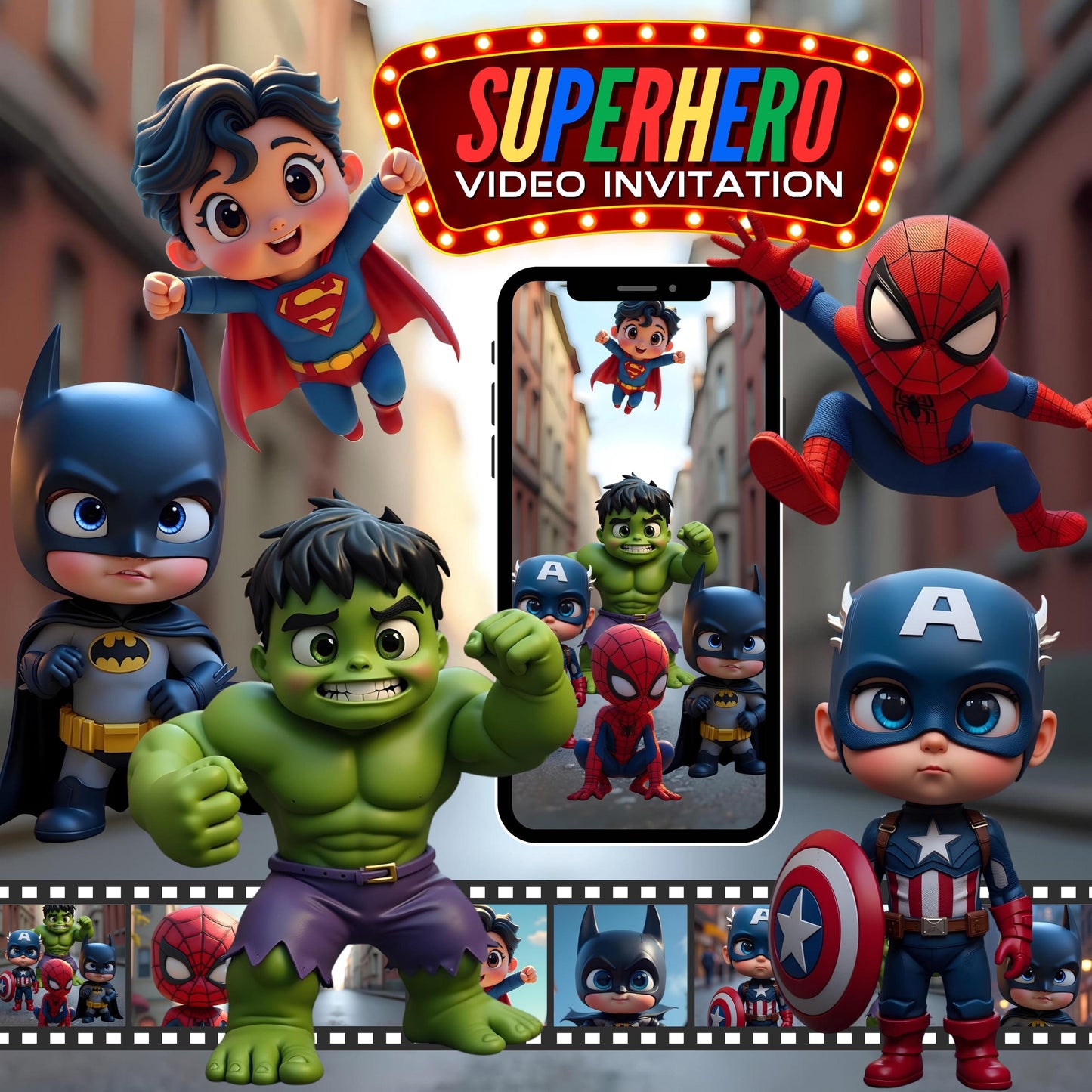 SUPERHERO Video Invitation Digital Superhero Party Video Invite Animated Superhero Birthday Evite Superhero Villain Party Video Evite MP4