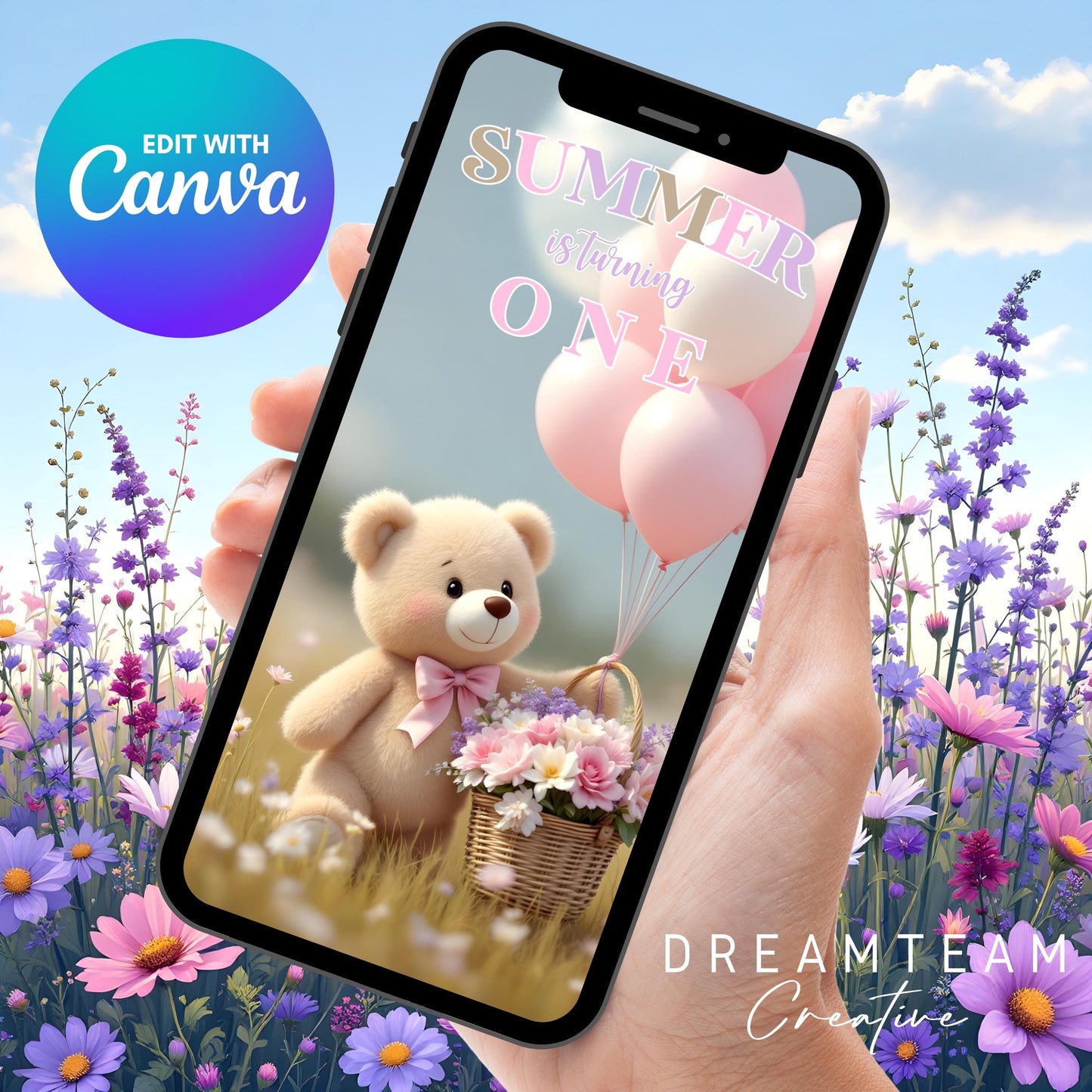 Girl TEDDY BEAR Invitation Teddy Bear Birthday Video Invitation Digital Beary First Birthday Video Invite Animated Teddy Bear Girl Evite MP4