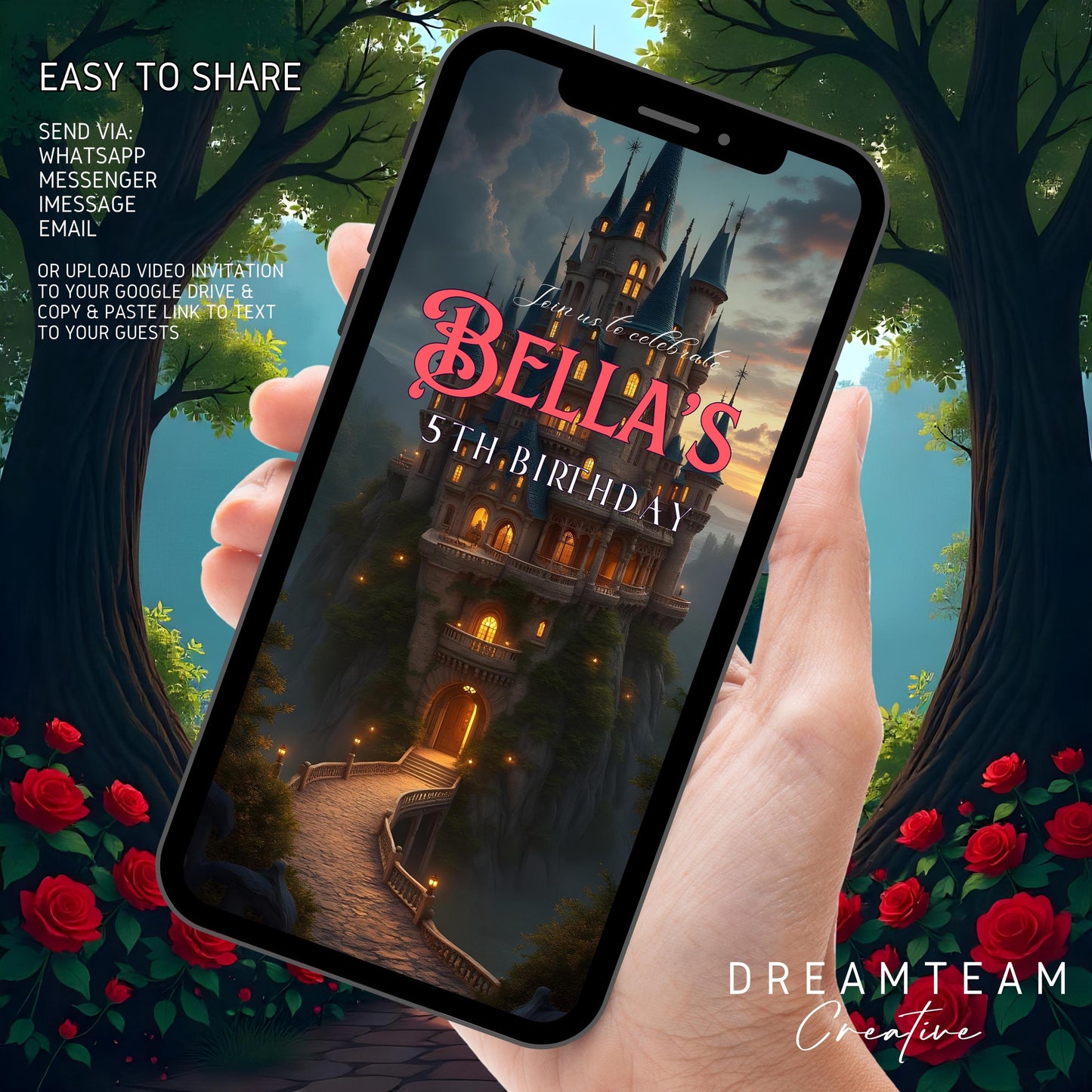 BEAUTY and BEAST Video Invitation Digital Beauty and the Beast Birthday Video Invite Princess Belle Video Invitation Princess Belle Evite