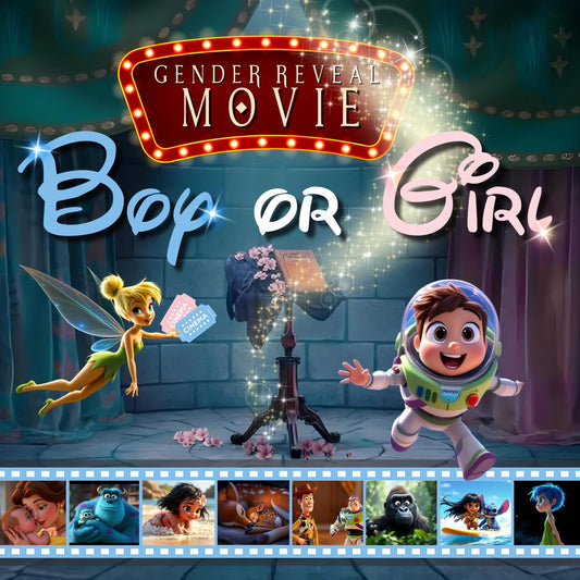 Gender Reveal Movie BOY Storybook Gender Reveal Movie Announcement Boy Baby Shower It's a Boy Gender Reveal Movie Baby Magical Storybook