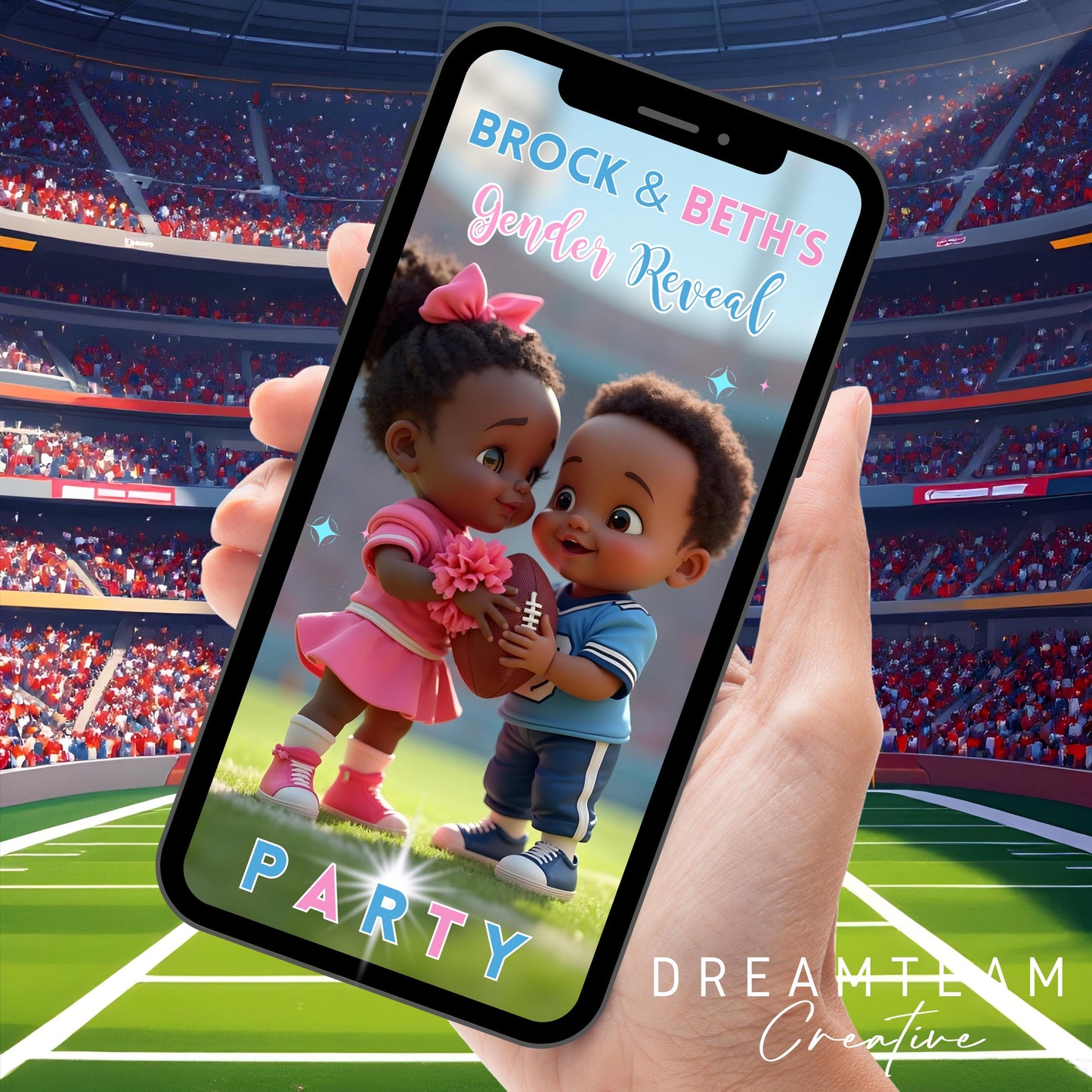 AFRICAN AMERICAN GENDER Reveal Party Video Invitation Football or Cheerleader Gender Reveal Video African American Gender Reveal Party Video