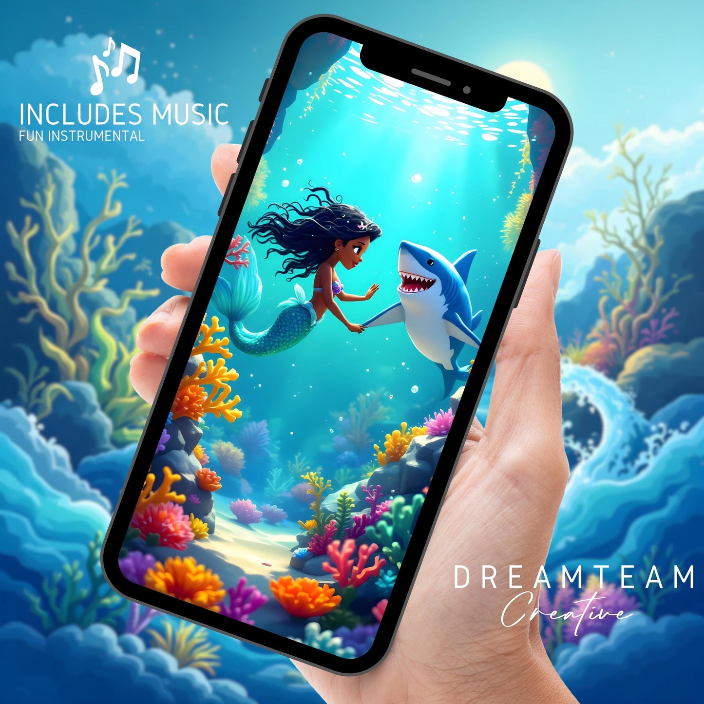 African American Mermaid Shark Video Invitation Digital Dark Skin Mermaid Birthday Video Invite Little Mermaid Evite Sibling Mermaid Shark