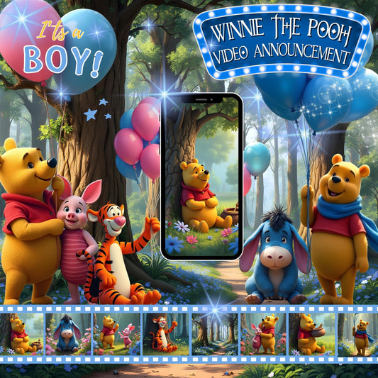 GENDER REVEAL Video Announcement Boy Winnie the Pooh Gender Reveal Announcement Video Pooh Bear Boy Gender Reveal Video It's a Boy Video MP4