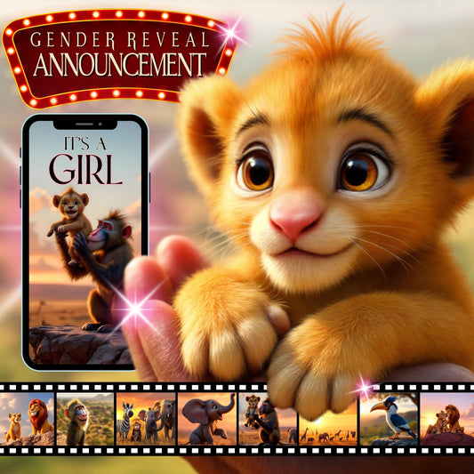 LION KING Gender Reveal Girl Baby Announcement Video Pregnancy Announcement Video Gender Reveal Lion King Gender Reveal Announcement Girl