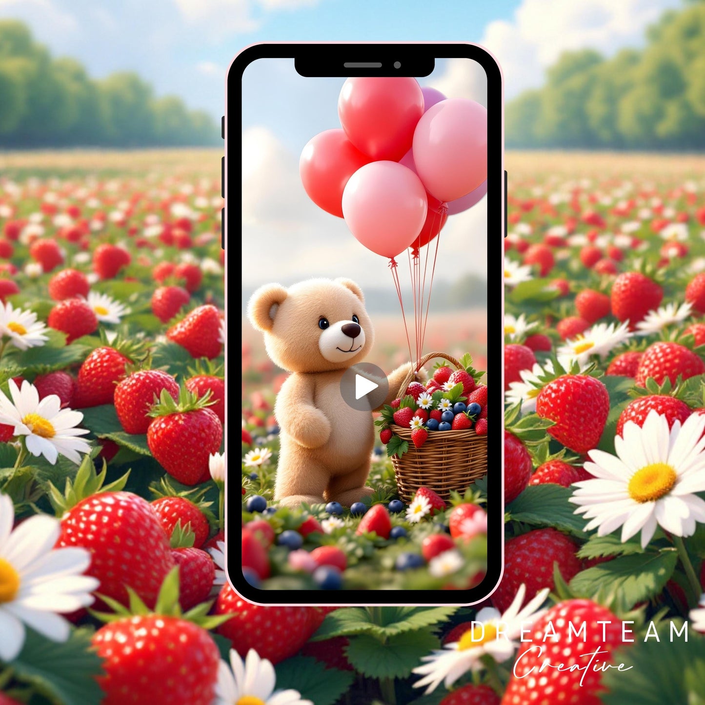 BERRY FIRST BIRTHDAY Video Invitation Teddy Bear 1st Birthday Invitation Digital Berry First Birthday Invite Animated Teddy Bear Evite MP4