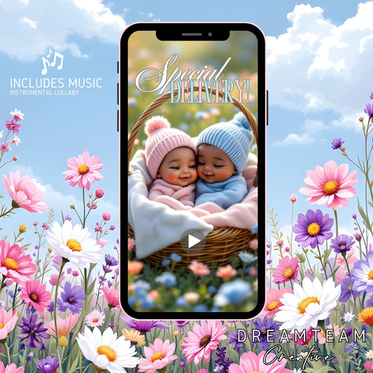 African American Gender Reveal Video Announcement Stork Video It's a Girl Video Baby Announcement Video Gender Reveal Stork Video Pink MP4