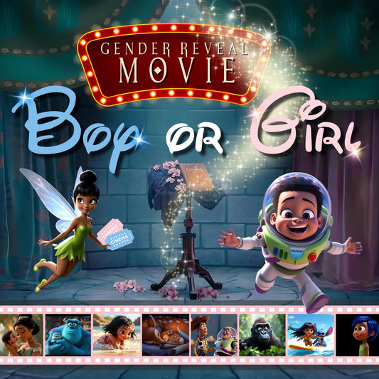 African American Gender Reveal Movie Girl Storybook Gender Reveal Movie Announcement Girl Baby Shower It's a Girl Gender Reveal Movie Baby