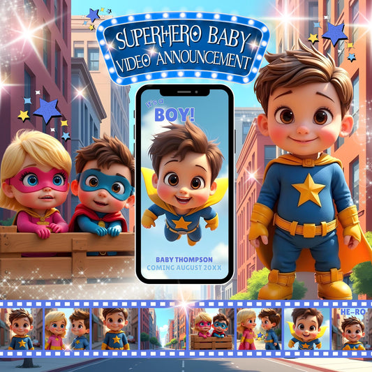 GENDER REVEAL Video Announcement Superhero Gender Reveal Video Boy Superhero Video Baby Announcement Its a Boy Superhero Gender Reveal MP4