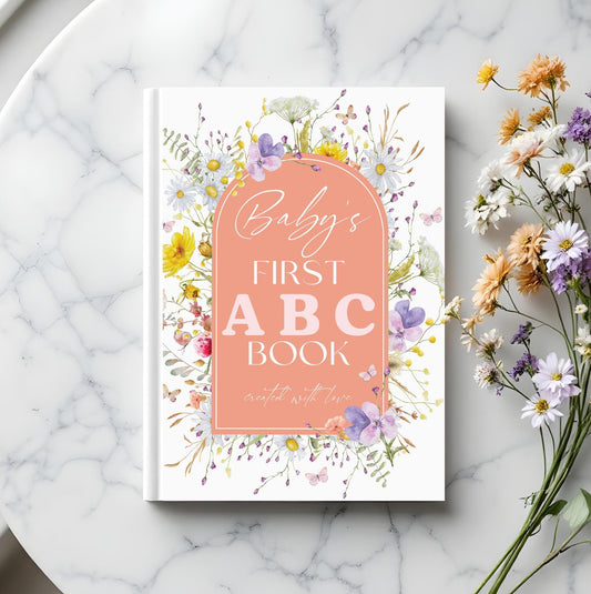 Baby's First ABC Book Wildflower Baby Shower A-Z Baby Book First Alphabet Book Floral Baby Shower ABC Game Template Baby Book Keepsake