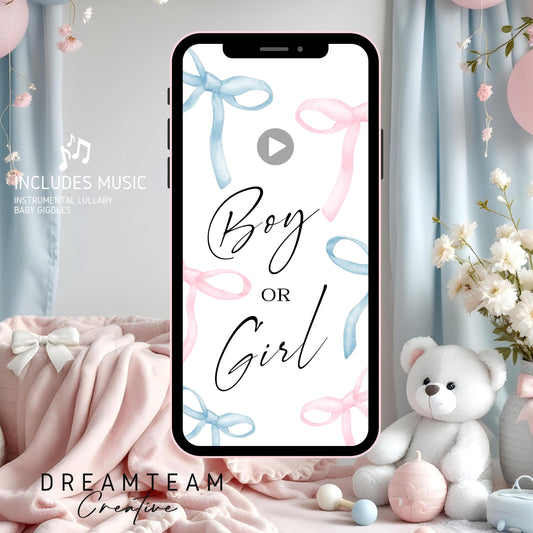 COQUETTE Gender Reveal Announcement Video It's a Boy Video Pregnancy Announcement Video Gender Reveal Video Gender Reveal Blue MP4 Video