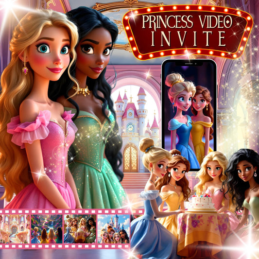 Princess Video Invitation Digital Princess Birthday Video Invite Animated Princess Evite Princess Invitation Princess Party Video Evite MP4