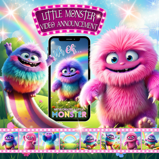 GENDER REVEAL Video Announcement Pregnancy Announcement Video Monster Gender Reveal He or She Video It's a Girl Little Monster Gender MP4
