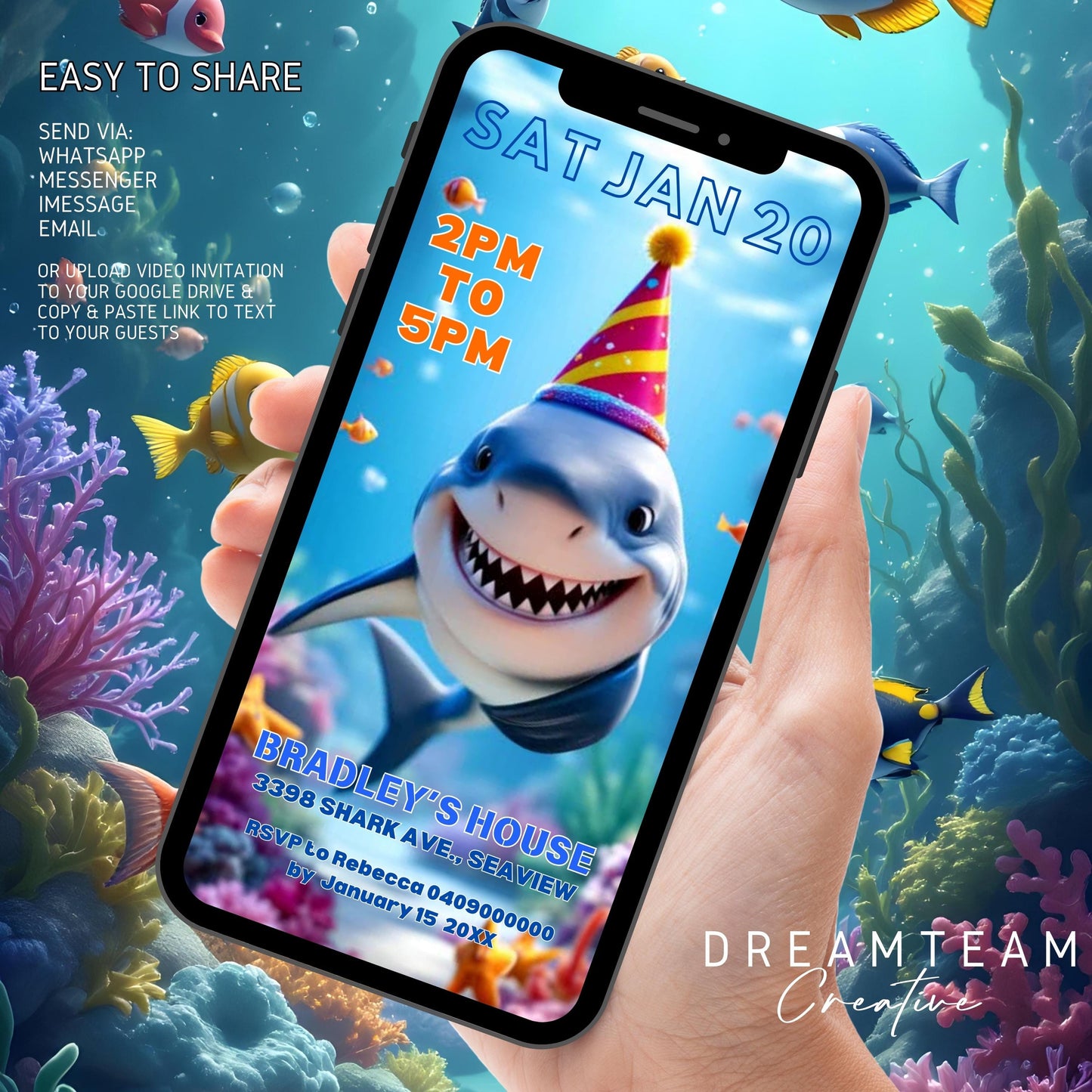 SHARK Birthday VIDEO Invitation Digital Pixar Shark Birthday Invitation Animated Shark Evite Cute Shark Party Invitation Shark Party MP4