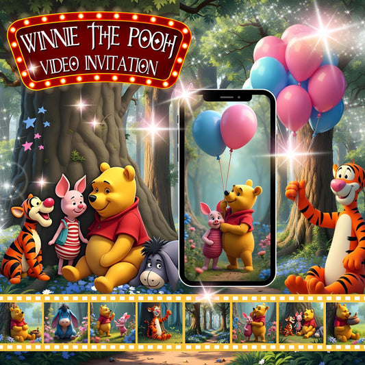 GENDER REVEAL Party Video Invitation Winnie the Pooh Gender Reveal Invitation Video Pooh Bear and Friends Gender Reveal Video Pooh Bear MP4