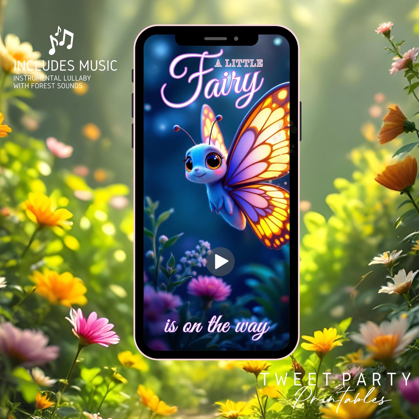 FAIRY BABY SHOWER Video Invitation Digital Butterfly Baby Shower Video Invite Animated Fairy Baby Shower Evite Garden Fairy Baby Shower