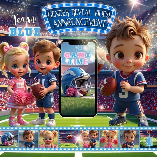 GENDER REVEAL VIDEO Announcement Football or Cheerleader Gender Reveal Video American Football Video Baby Announcement Boy Gender Reveal MP4